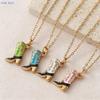 Stainless Steel Oil Dripping Colored Denim Boot Pendant Necklace Design Fashion Gold Plated Chain Jewelry Gifts For Women