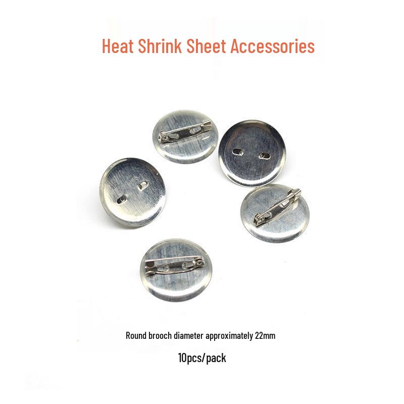 Silver Round Brooch with Clasp Tray: Heat Shrink Sheet for DIY Crystal Resin Jewelry