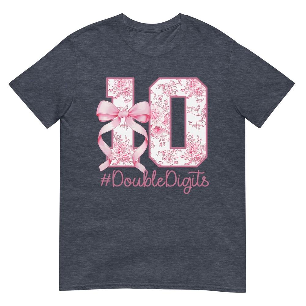 10th Birthday Girl Pink Coquette Bow 10 Year Old Aesthetic Tshirt