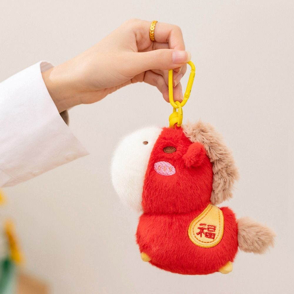 Cartoon Colourful Horse Plush Pendant Keyring Simulation Horse Toy Keychain  New Year Gift