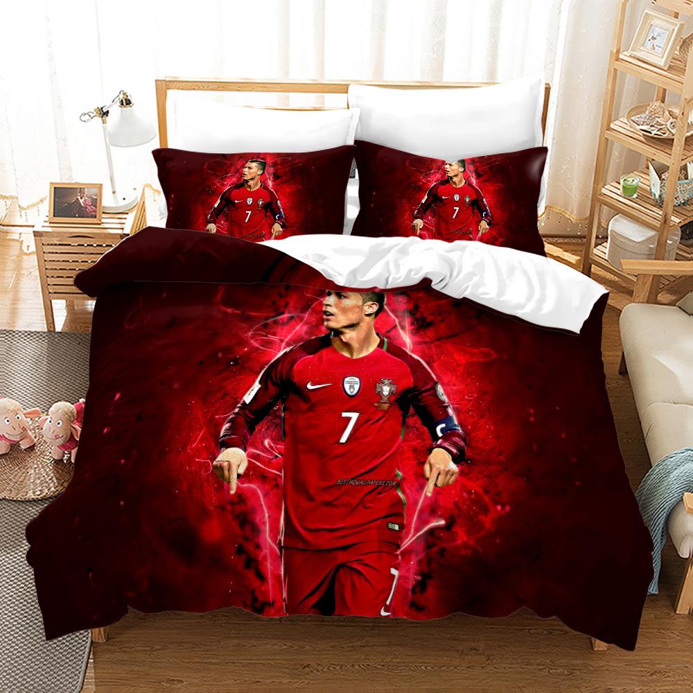 3D Three-Piece Size Football Quilt Cover Quilt Cover Home Textile