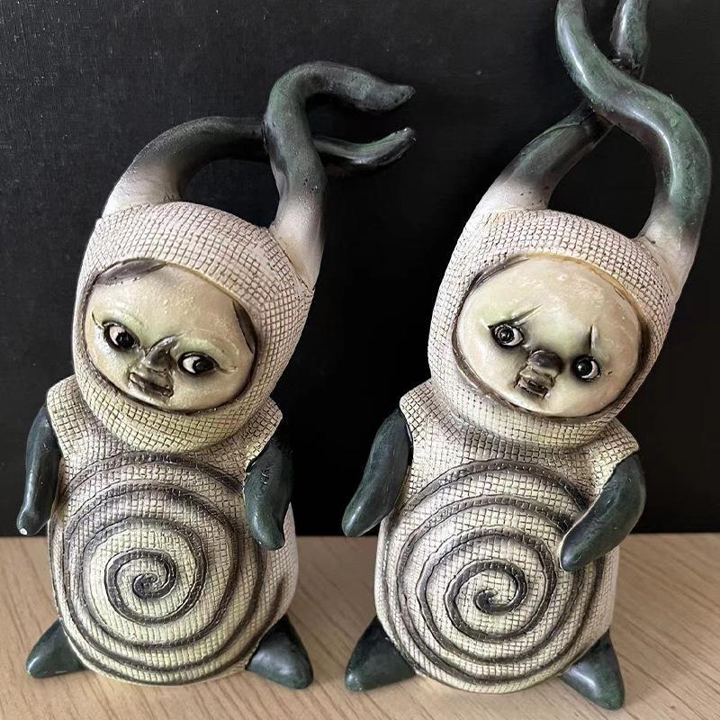 2023 Baby Goblin Halloween Dolls Decorative Figurines Art Quadruplet Ghost Doll Figurine Crafts for Garden Courtyard Small Decor Kawaii Gifts