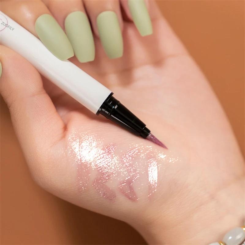 Perlmuttfarbener Weißer Flüssiger Eyeliner Stift Wasserdicht Nicht verschmierender Augen-Liner Lidschatten Stift Schnelltrocknend Langanhaltender Glänzender Lying Silkworm Stift