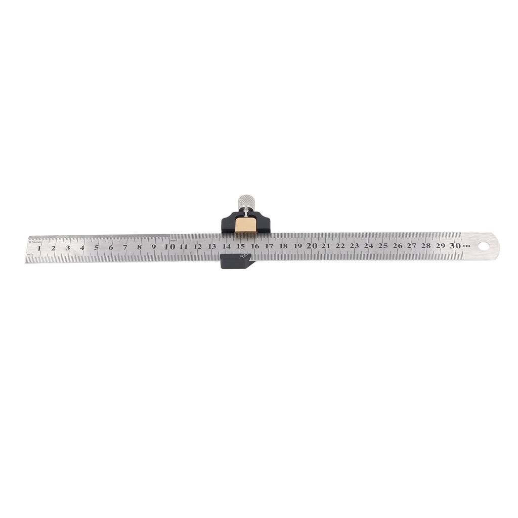 Steel Ruler 12 Inch 30cm Imperial Metric Steel Ruler with Positioning Block for Scribing Marking