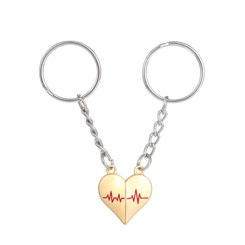 

Creative Love Heartbeat Magnetic Couples Keychain Pendant