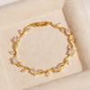 18K Real Gold Plated Brass Multi-Color Leaf CZ Trendy Tennis Bracelet Set Wavy Chain Bracelets with Assorted Gemstones