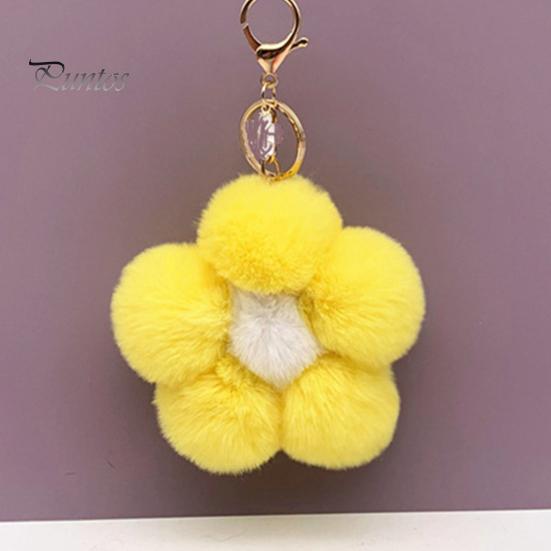 Aesthetic Handbag Pendant Plush Flower Keychain for Handbags, Five-petal Bag Charm, Backpack Hanging Accessory Fluffy Women