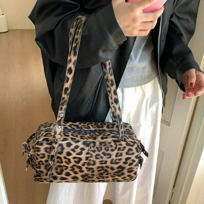 New Leopard Print Shoulder Bag Women Large Capacity Fashi Tote Handle Bag for Work Commute Texture Versatile Bags for Travel