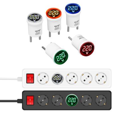 AC230V Digitales Spannungsmessgerät Rundes Spannungsprüfgerät mit LED-Anzeige Europäische Stecker In Digitales Voltmeter Zeigt an