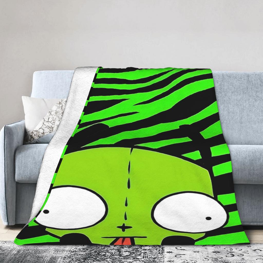Invader Zim Taco Gir Y2K Cartoon Knitted Blanket  Fleece Throw Blankets Bed Sofa Decoration Soft Warm Bedspread
