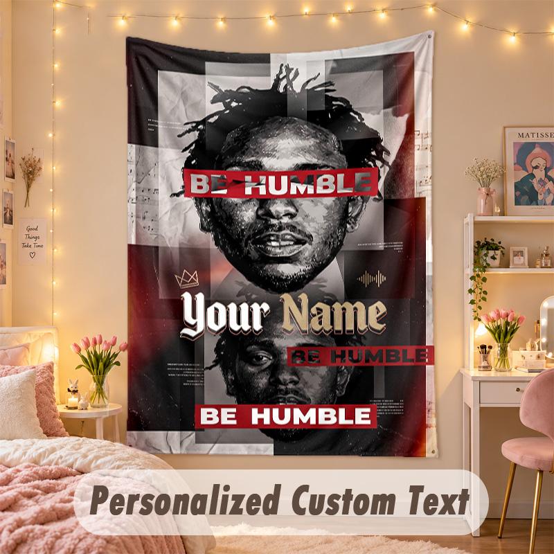 Custom Personalized Tapestry,Kendrick Lamar Print Custom Name Text Wall Art Hanging for Bedroom