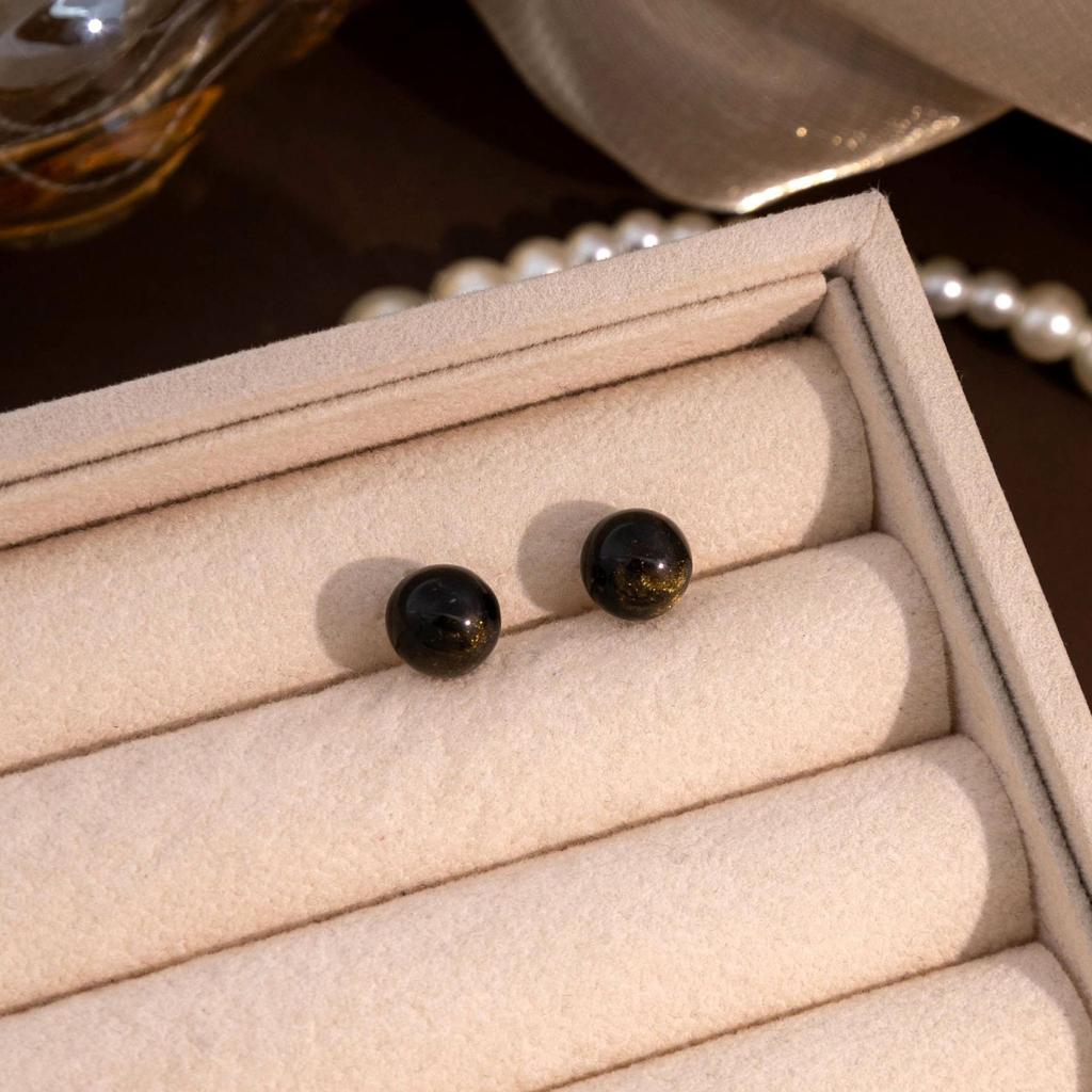 Simple Autumn And Winter Maillard Tiger'S Eye Stone Stud Earrings, Temperament Earrings High-End Earrings Women