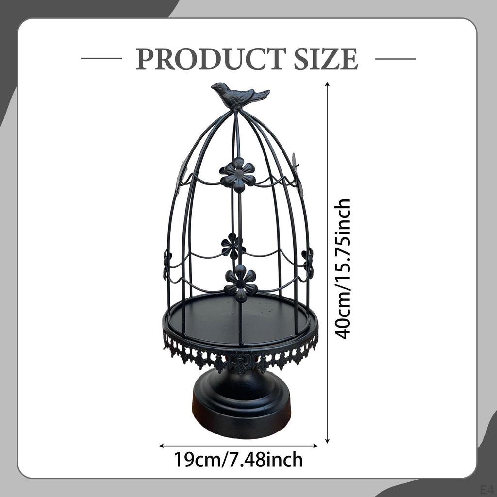 Birdcage Candle Holder Stand Iron Candlestick Tealight for Dinner Home