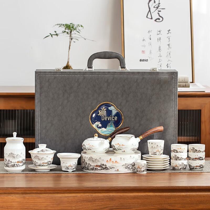 

Chinese Suet Jade Porcelain Gongfu Tea Set