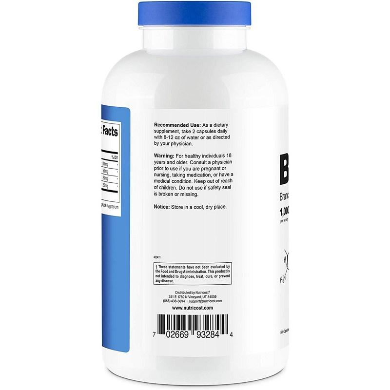 Nutricost BCAA 1g Capsule Gluten-free, 500 Tablets, 1 Unit