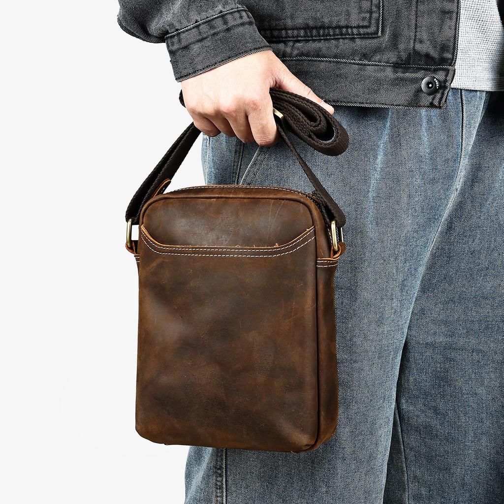 Echtleder Umhängetasche Hochwertige Ein-Schulter-Tasche Herren-Tasche Ein-Schulter-Tasche