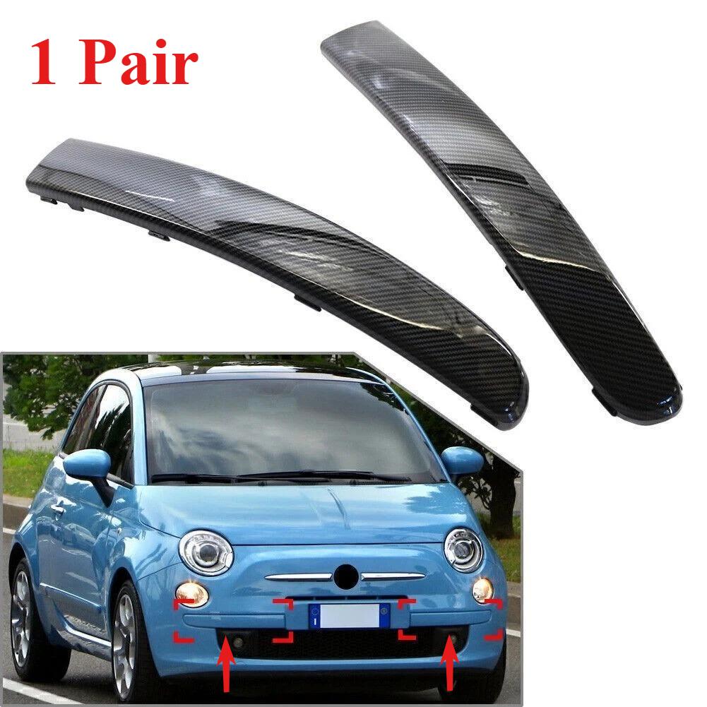 735455041 735455042 Paar Auto Frontstoßstange Obere Zierleiste Chrom Carbon Zierleiste Für FIAT 500 2008‑2015 Frontstoßstange Unterer Kühlergrill Zierleiste