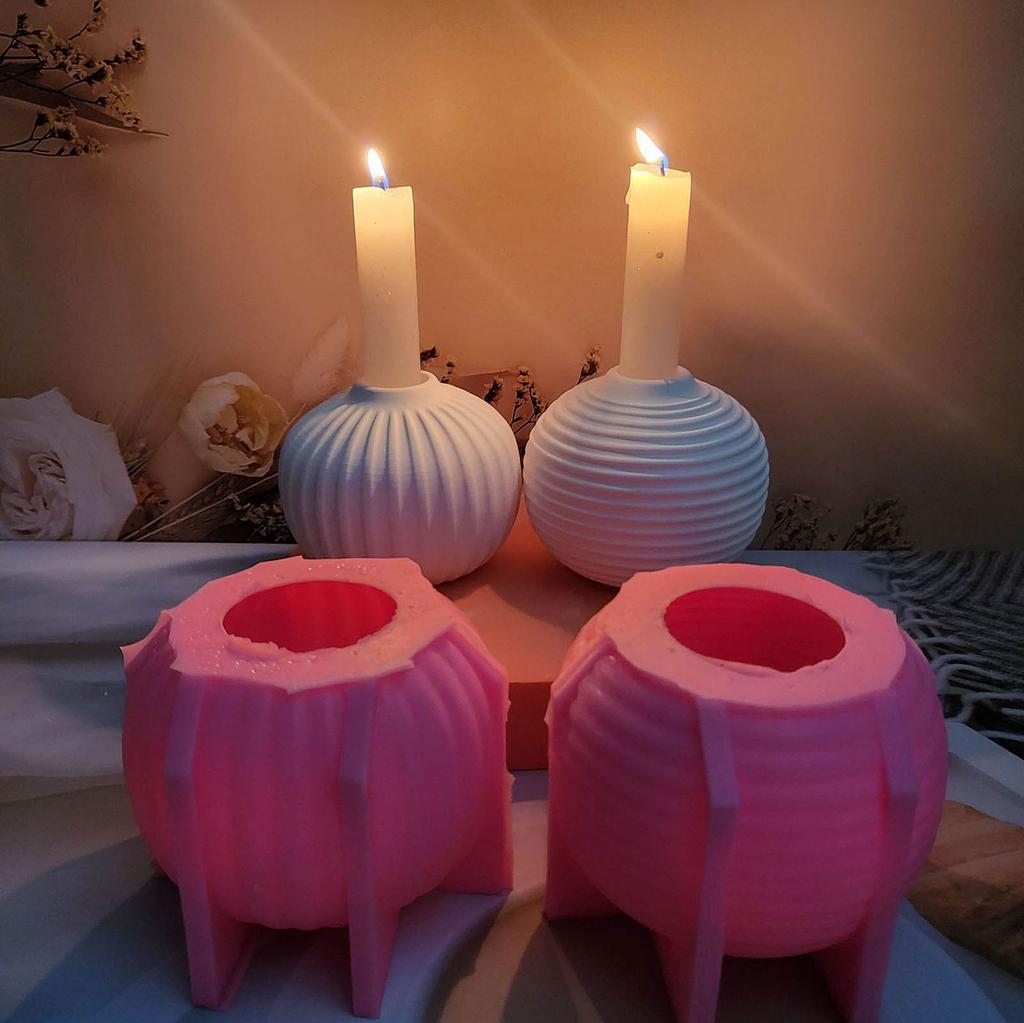 Striped Sphere Candle Holder Molds for DIY Craft Crafting Candlestick Tealight Holder Sphere Shaped Candlestick Molds