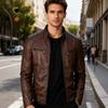 New men's PU leather jacket stand-up collar locomotive jacket casual jacket spring and autumn slim leather jacket