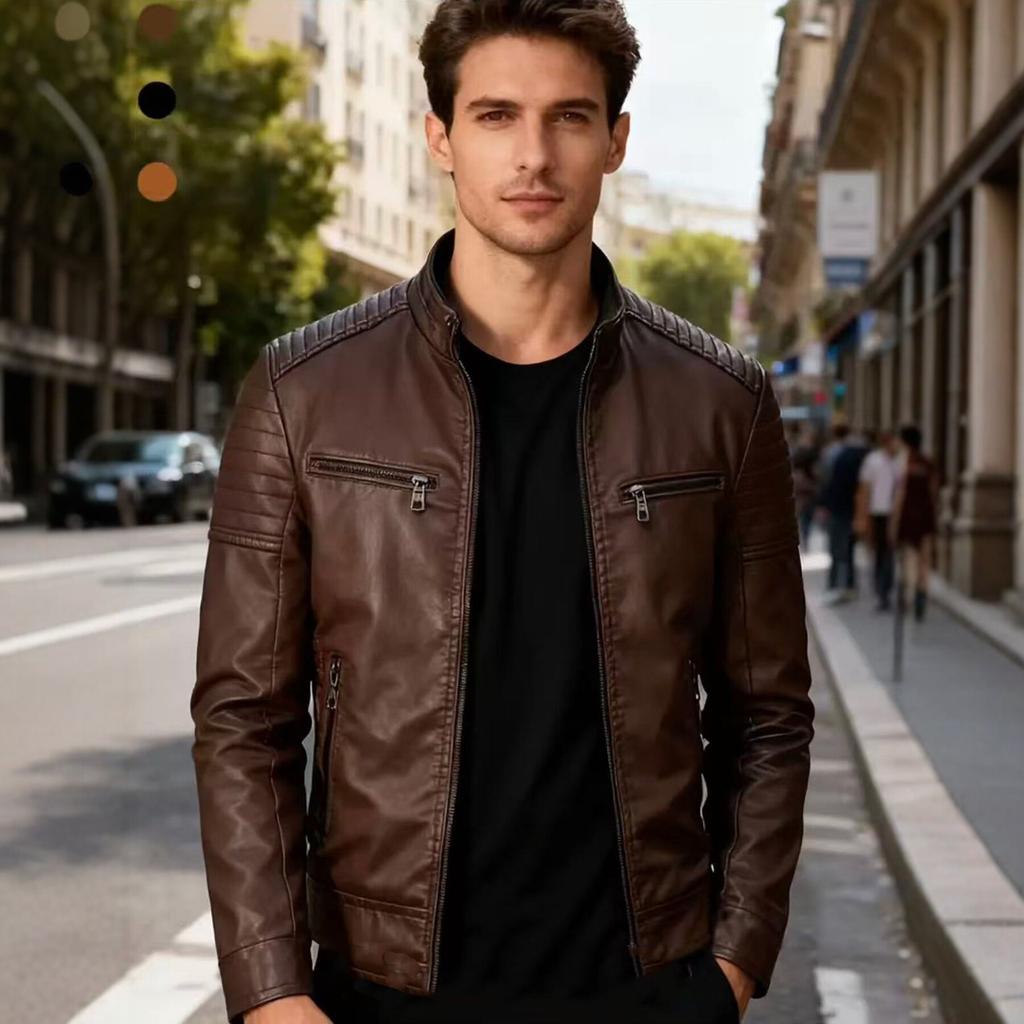 New men's PU leather jacket stand-up collar locomotive jacket casual jacket spring and autumn slim leather jacket
