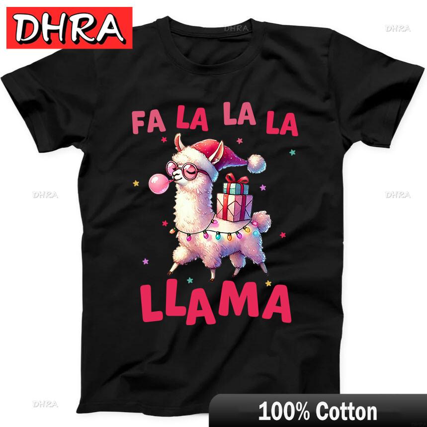 

Christmas Lights Fa La Llama Farm Santa Funny Gift Black Tee T Shirt Tops Unique Cool Y2K Tshirts Clothing for Gym Shirts Slogan 3XL