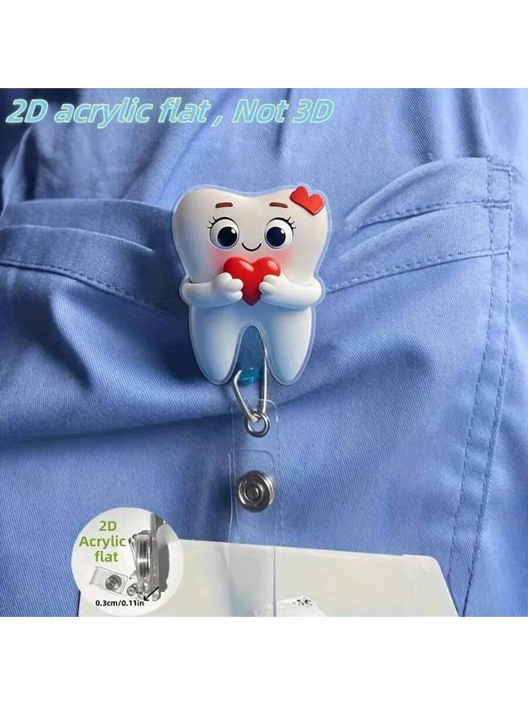 []1Pc Cute Nurse-Themed Retractable Badge Holder With Id Clip - Acrylic Medical Staff Name Tag Reel For Doctors, Rn, Lpn