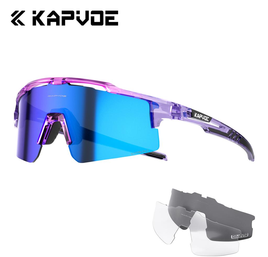 Kapvoe 3lens Sports Sunglasses Fashion Goggles Cycling Glasses MTB Riding Skating Sunglasses UV400 Man Woman Bike Eyewear