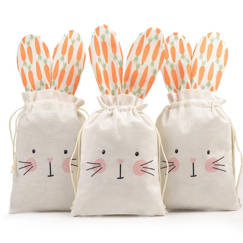

WTEMPO Easter Cute Bunny Gift Bags Spring Summer Party Favors Birthday Decorations Reusable Goodie Storage Bags Rabbit Drawstring Treat Bags 3pcs оранжевый