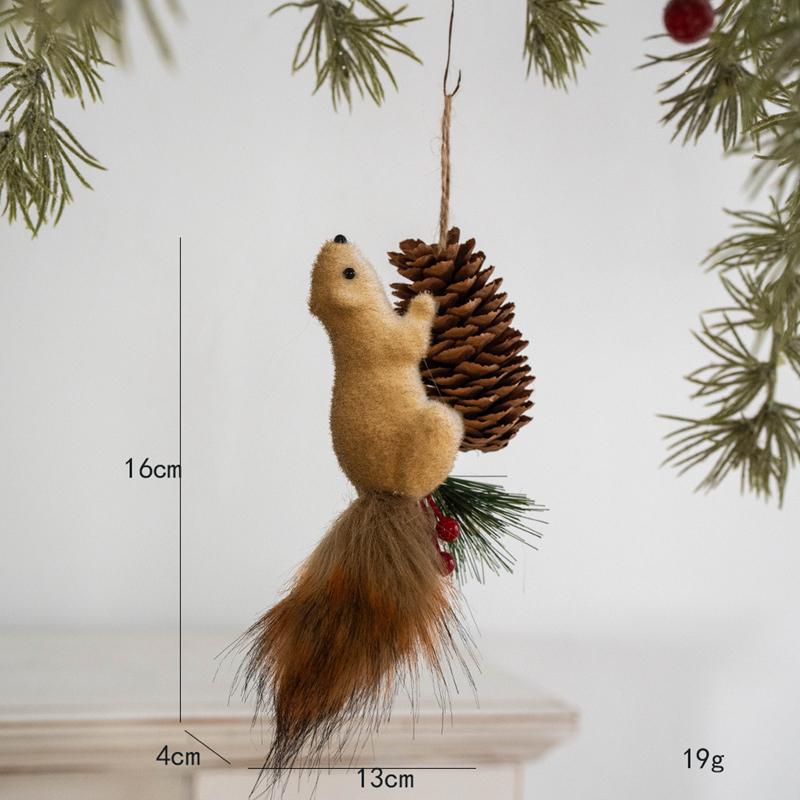 Cute Realistic Squirrel Christmas Tree Hanging Ornaments Pendant Christmas Home Wall Decoration New Year Holiday Party Kids Gift