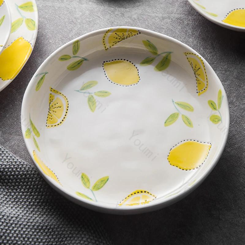 Creative Circular Ceramic Plates Restaurant Steak Plates Delicious Household Dishes Deep Soup Plate Exquisite Tableware