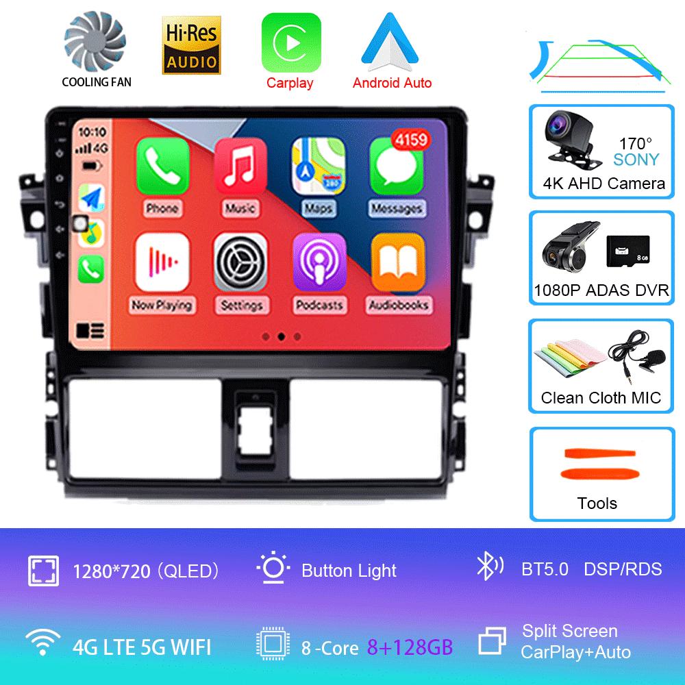 Android 14 For TOYOTA VIOS YARIS 2013 2014 2015 2016 Multimedia Video Player Car Radio GPS Navigation NO DVD 2 Din Carplay New