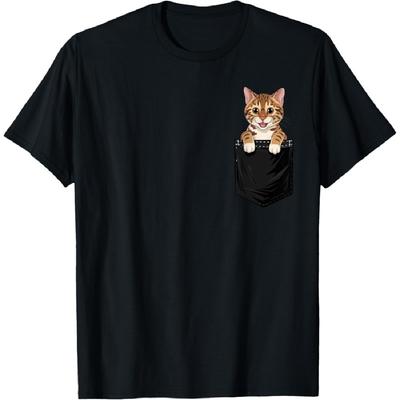 Lustige Bengal Katze in Tasche Tier Niedlich Damen Herren T-Shirt