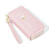 Long Wallet for Women, Large Capacity Student Phone Bag, Heart-shaped Printed Wrist Strap Handbag