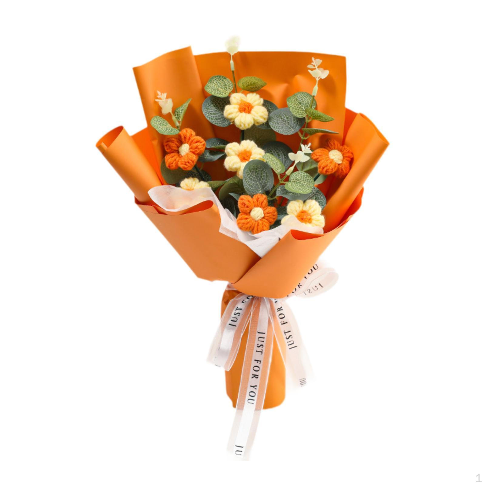 

Букет цветов крючком Декоративное ремесло Элегантный вязаный домашний декор на День святого Валентина