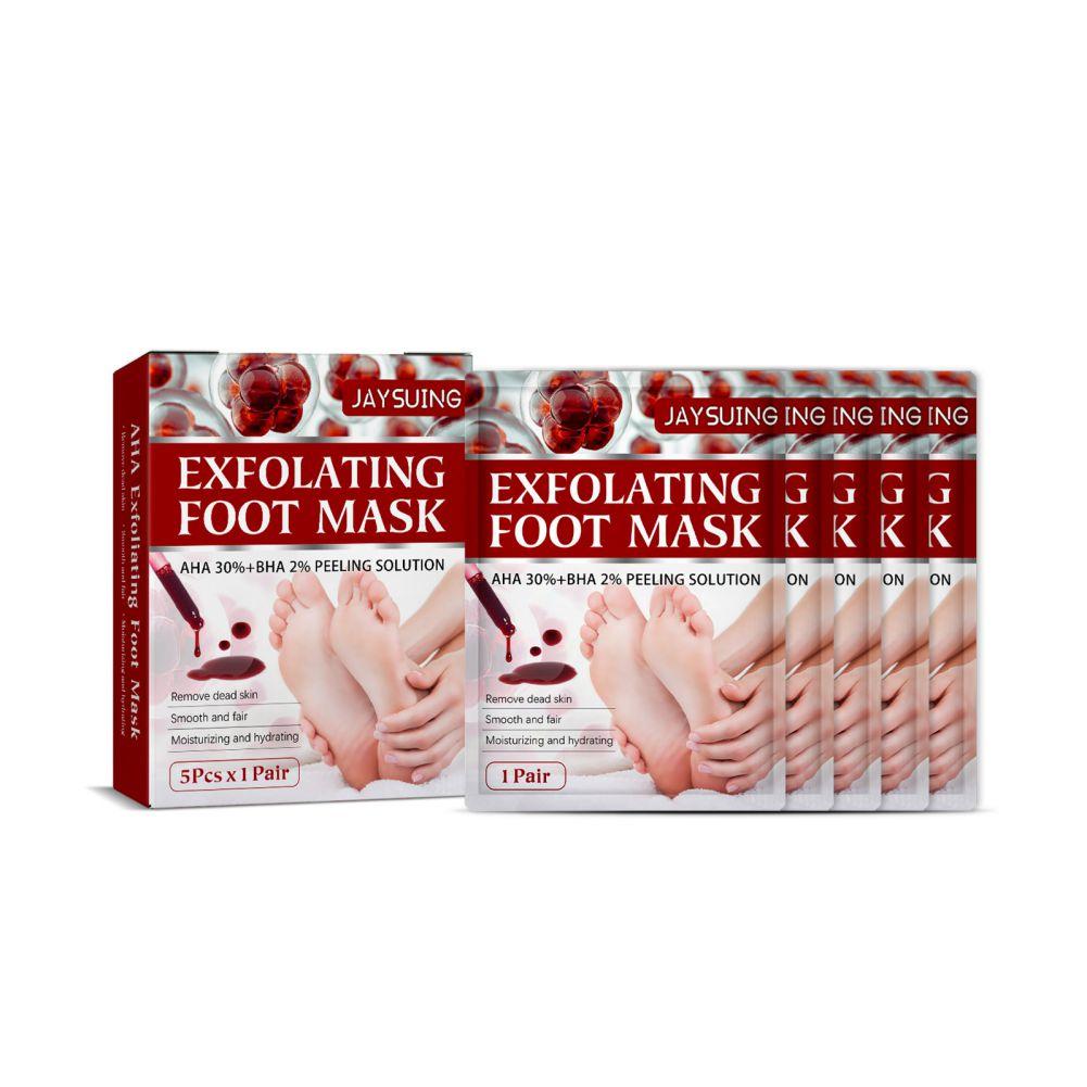 5 par eksfolierende fotmaske Fruktsyreforyngelse Fjern hard hud Skrubb Aha 30%+Bha 2% peeling Glatt fuktighetsgivende helse