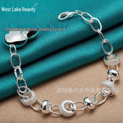 Bracelet Cœur d'Amour Engrenage en Argent Sterling pour Femmes