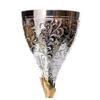 Engraved Copper Plated Brass Wine Goblet Champagne Flutes Coupes Glasses Set of Two - Ideal for Moscow Mule Too (Thick)