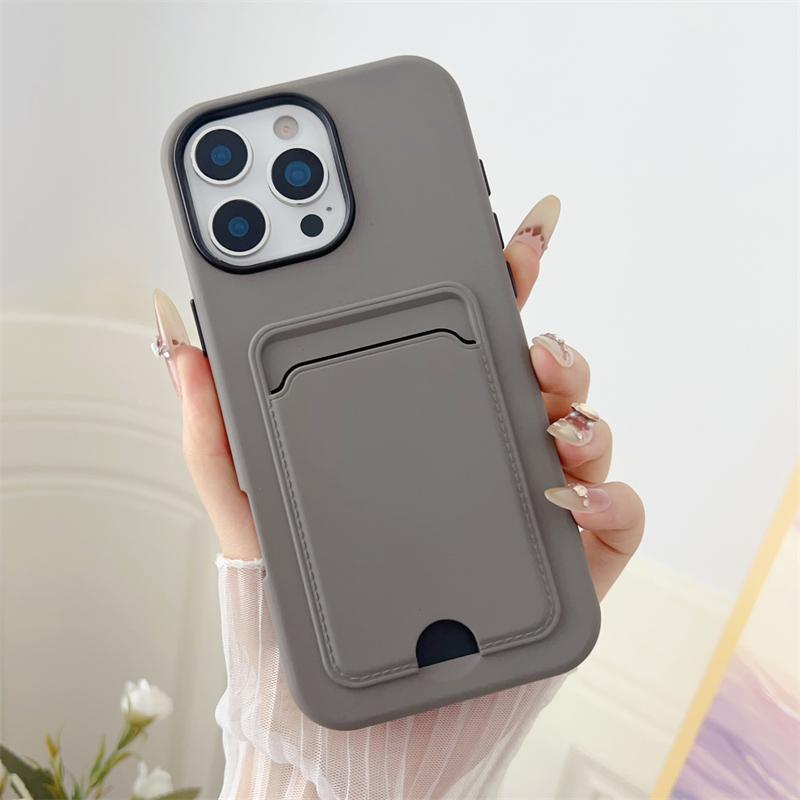 2in1 Card Holder Slot Wallet Po Pocket Case For iPhone 16E 16 15 14 Plus 13 12 11 Pro Max Matte TPU+PC Shockproof Clear Cover