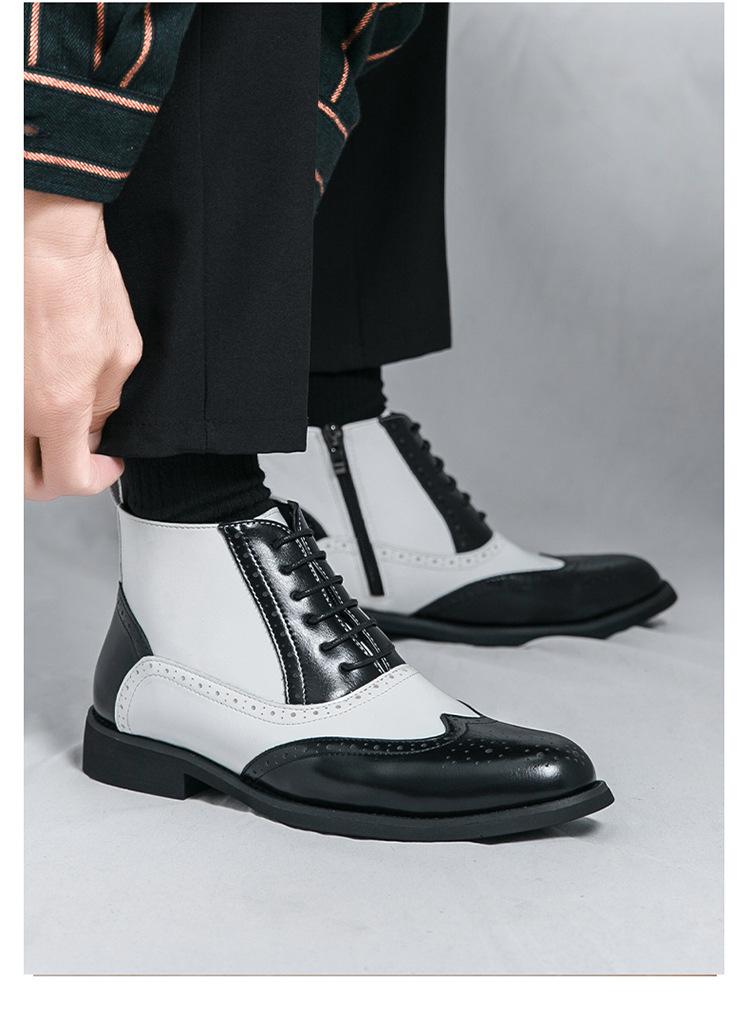 Men's High-Top Leather Pointed Toe Boots - Formal Casual Large Size Fashionable Short Martin Boots for Autumn.
