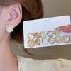12 Pieces/set of Elegant Temperament Imitation Pearl Round Square Earrings, Women's Daily Wear Holiday Accessories Gifts