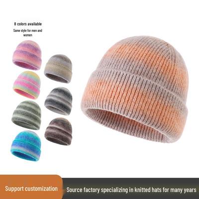 New Tie-Dye Wool Mohair Knitted Hat: Fresh Winter Style for a Chic Look