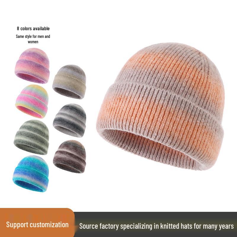 New Tie-Dye Wool Mohair Knitted Hat: Fresh Winter Style for a Chic Look