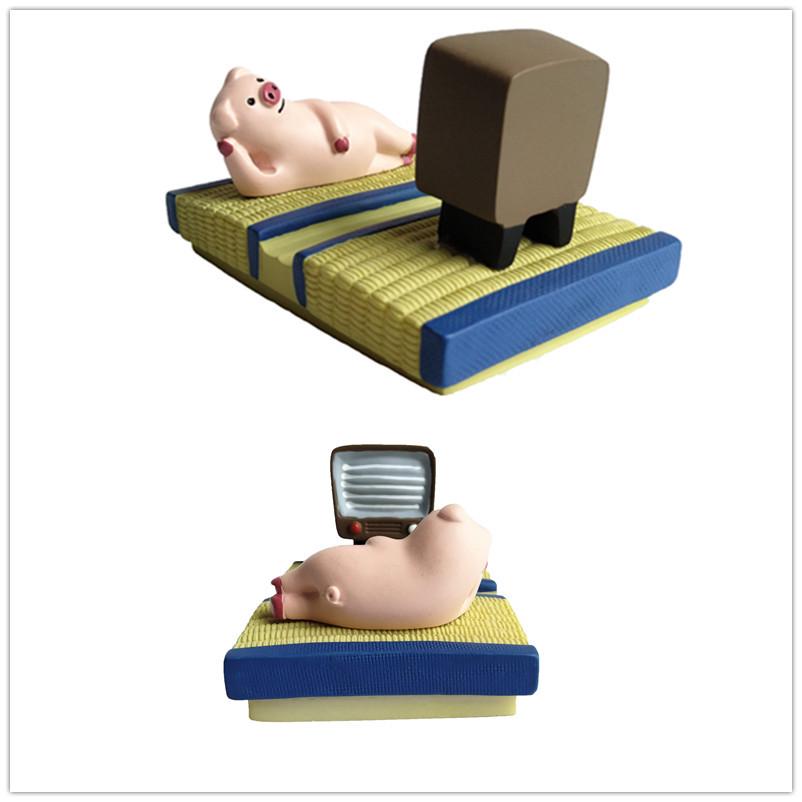 Tatami Zakka Three-Flower Cat & Pink Pig Hot Spring Cat Phone Stand Resin Ornaments