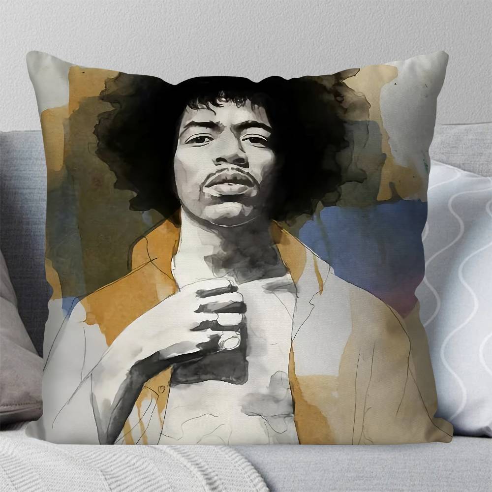 SINGER J-JIMI H-HENDRIX Pillow Case Square Pillow Bedroom Sofa Leisure Comfort Cushion Car Living Room Home Decoration