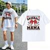 Baseball Mama Graphic T Shirt Unisex Oversized Loose Short Sleeve Tees Soft Cotton Checkered Bow Baseball Bat Print Game Day