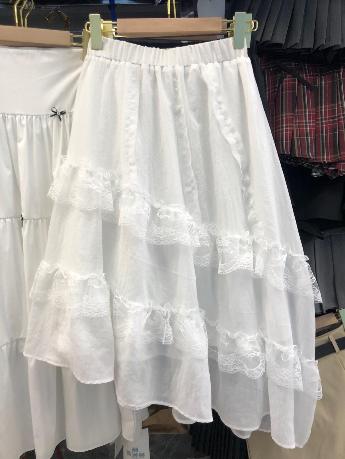 

Французская серая кружевная юбка-торт, юбка средней и длинной длины, женская юбка нестандартной формы, модная юбка Harajuku высокого класса one size fits all