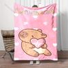 1PC Cute Capybaras Print Cartoon Blanket Fluffy Throw Warm Soft for All Seasons Gifts for Friends Home Travel Camping Picnic