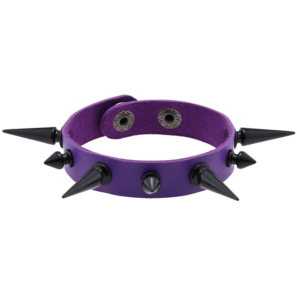 Purple Goth Bracelets For Women Punk Boho Emo Spike Rivets Pu Leather Charm Bracelet Cuff Bangles Festival Jewelry Party Gifts