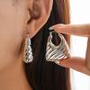 Metal hollow geometric square texture ear buckle personality temperament earrings