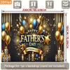 Happy Father's Day Backdrop, Black and Gold with Balloons, Candles and Fireworks for Father's Day Party